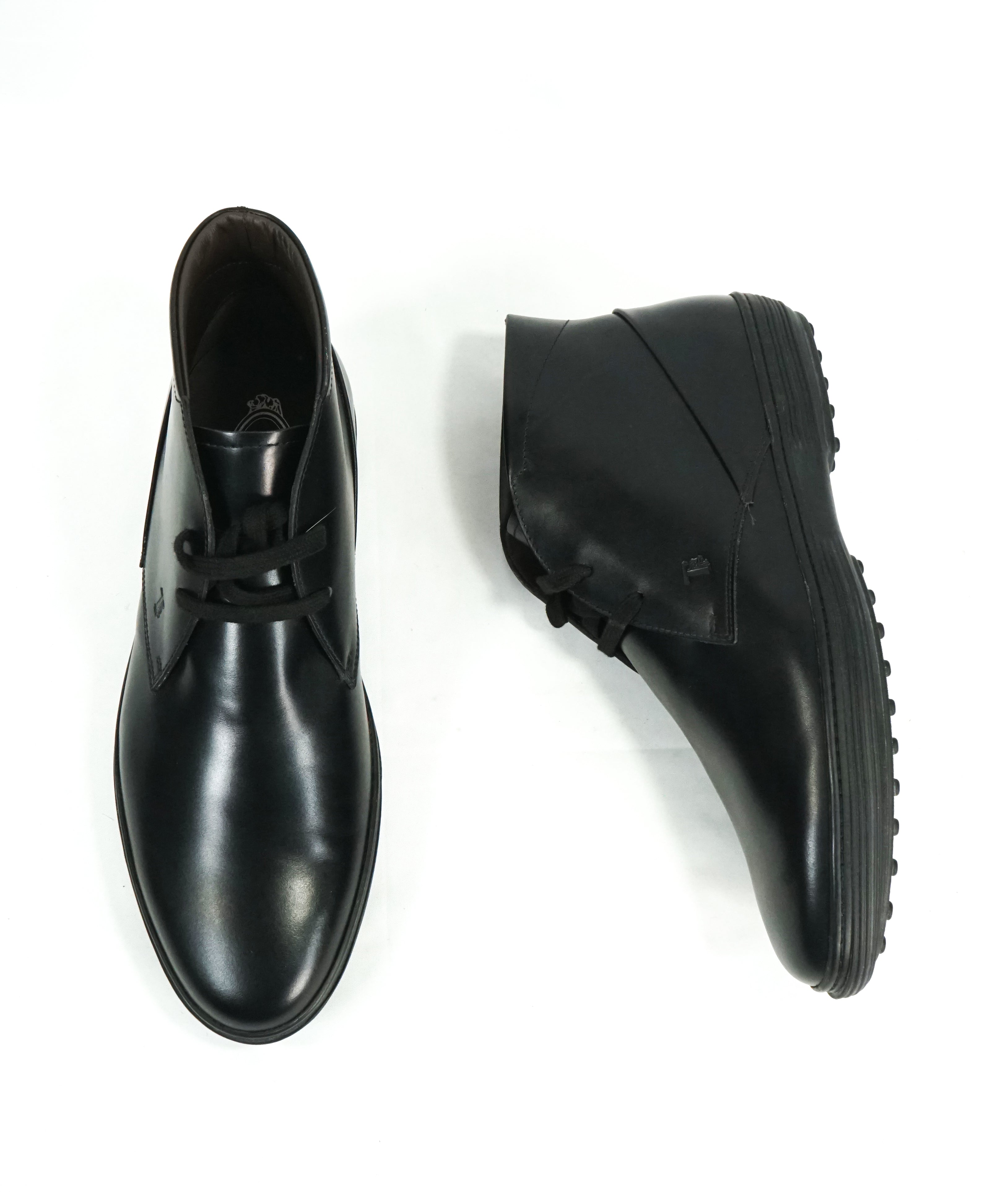 TOD’S - “Quinn” Round Toe Lace Up Ankle Boot Black Leather - 7.5