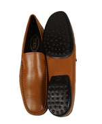 TOD’S - Brown “LOGO Gommini” Vamp Engraved Italian Leather Loafers -12