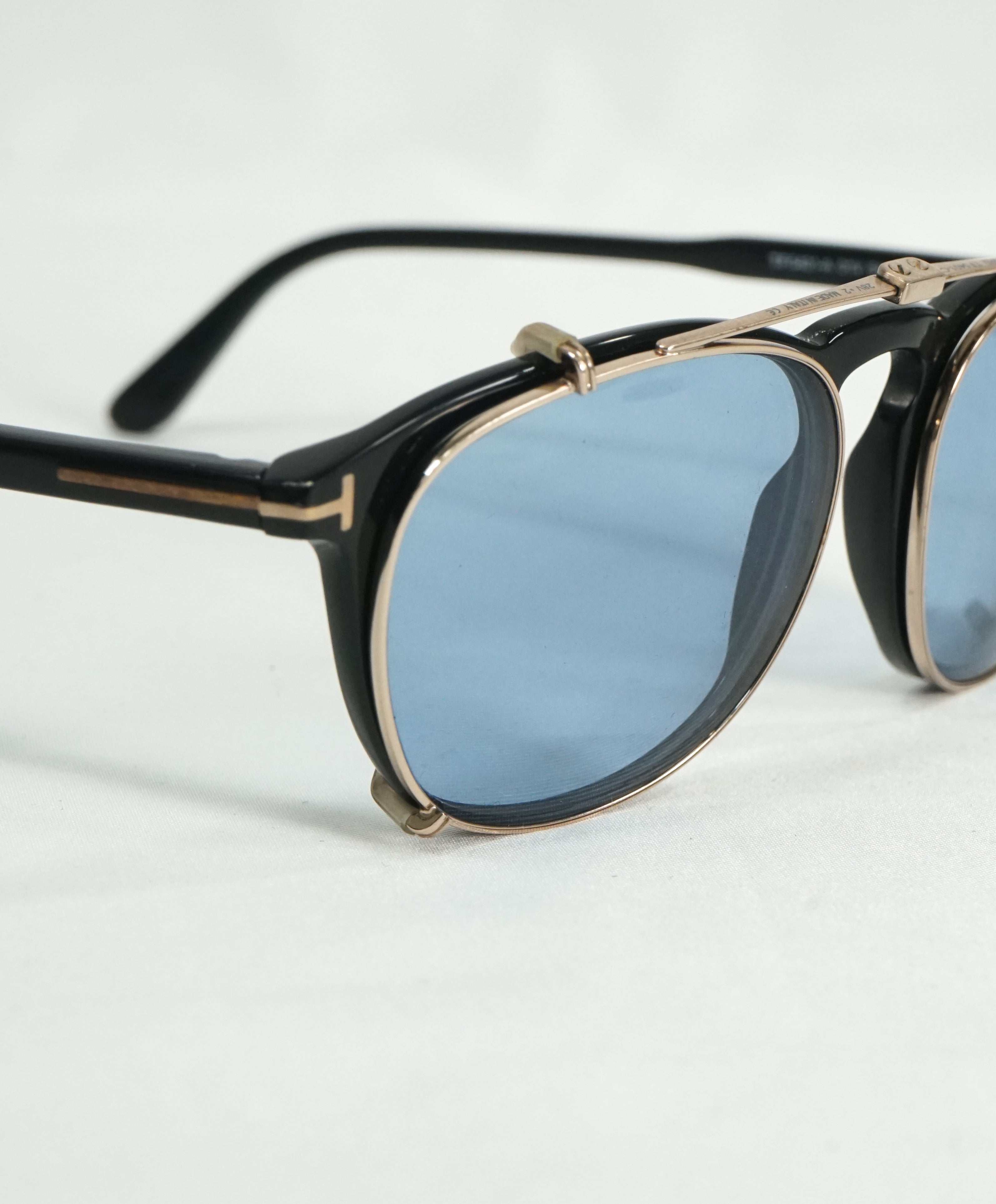 TOM FORD - "TF5401" Black/Gold & Blue With Clip On Sunglasses - 51-20 145