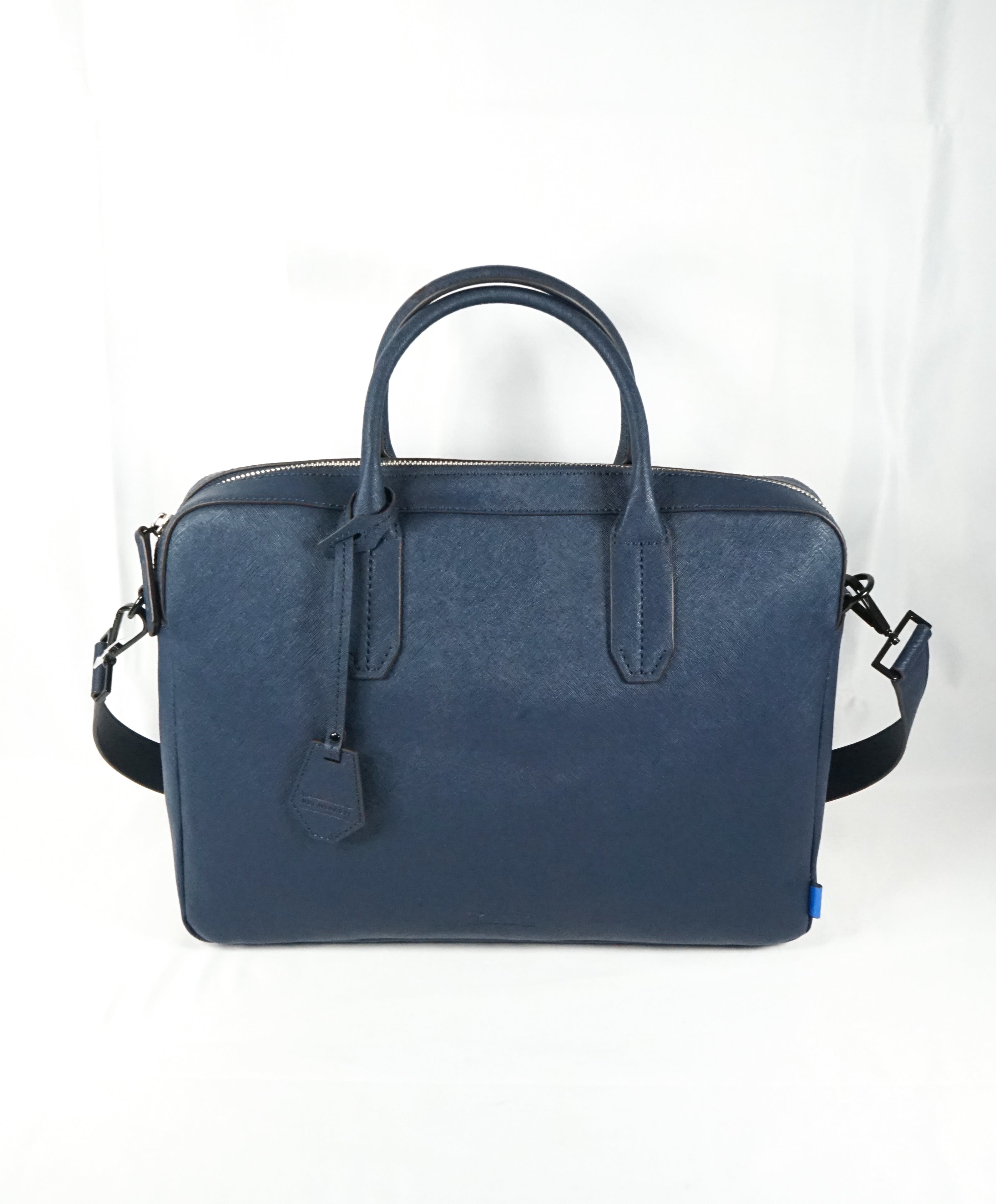 URI MINKOFF - Saffiano Blue Leather "Fulton" Briefcase -