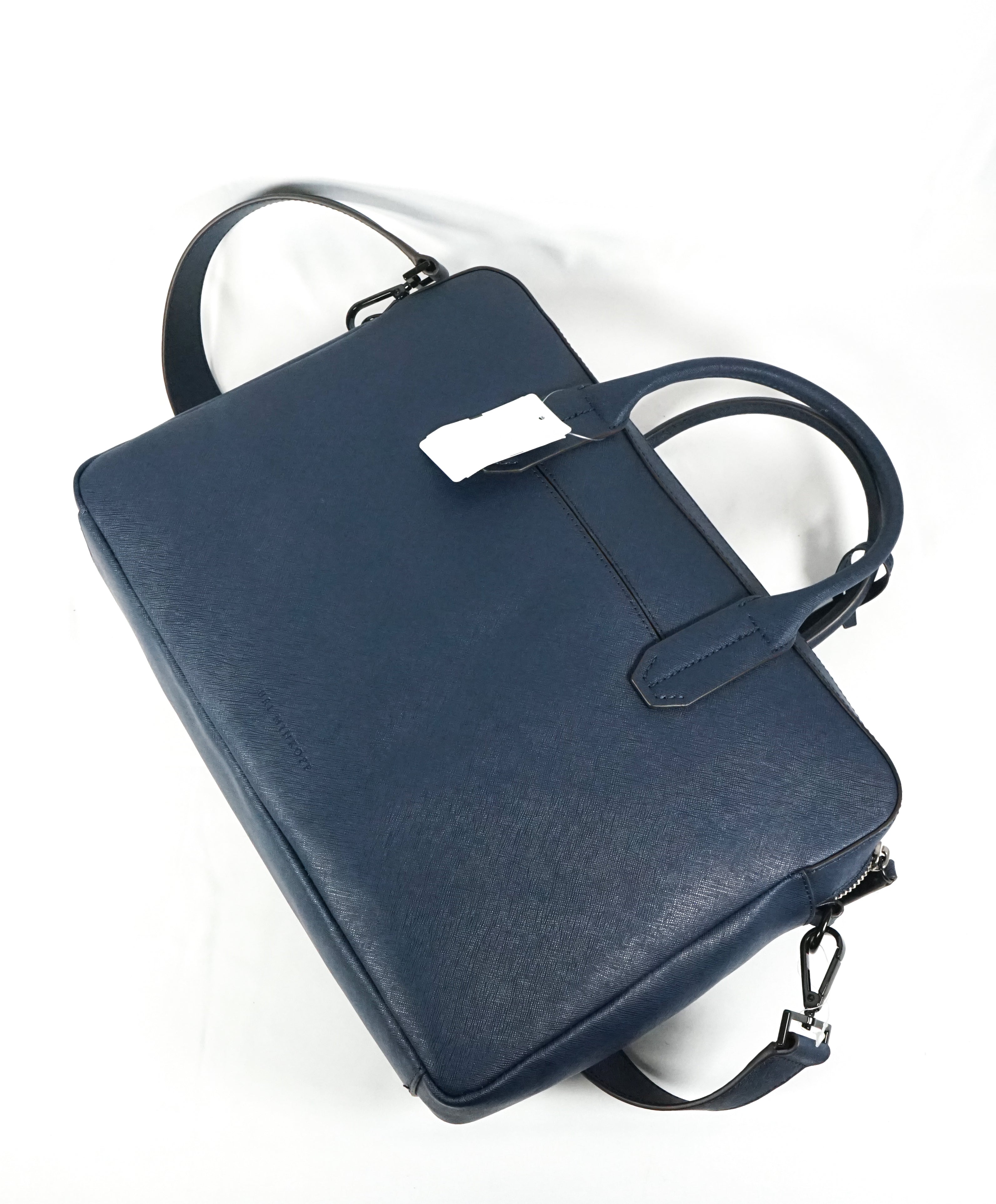 URI MINKOFF - Saffiano Blue Leather "Fulton" Briefcase -