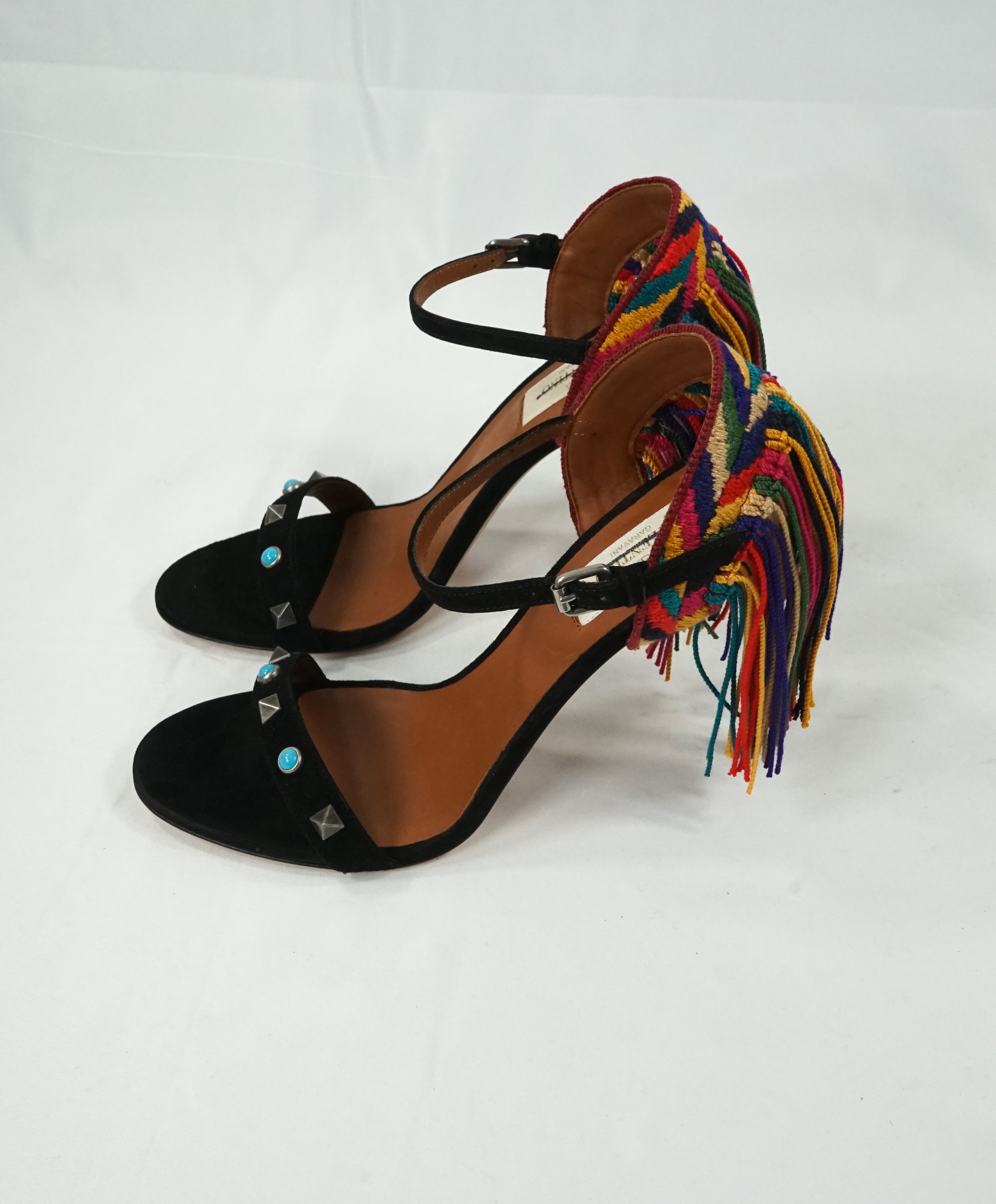 VALENTINO GARAVANI - "Rolling Rockstud Rainbow" Fringe Heel Sandals - R-37 L-36.5