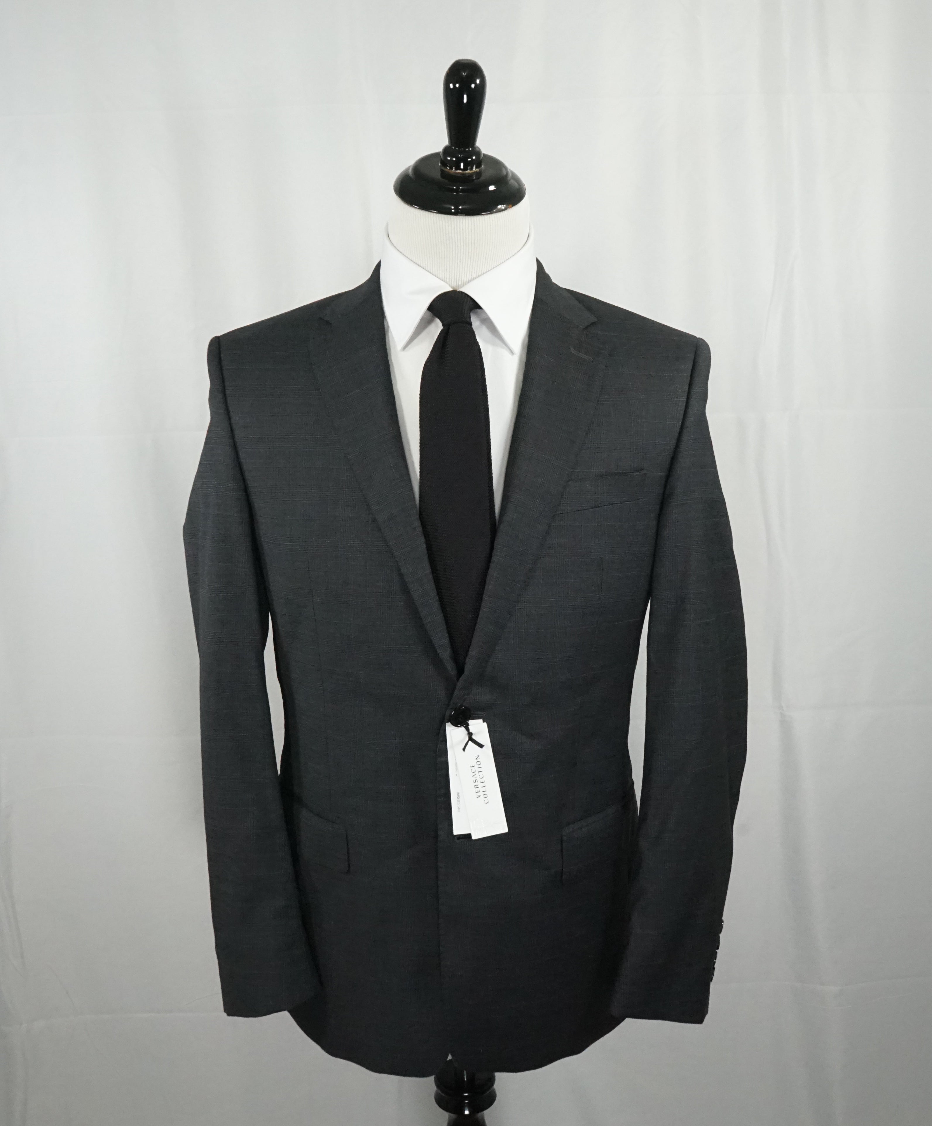 VERSACE COLLECTION - Gray Prince of Wales Check Plaid Suit - 40L