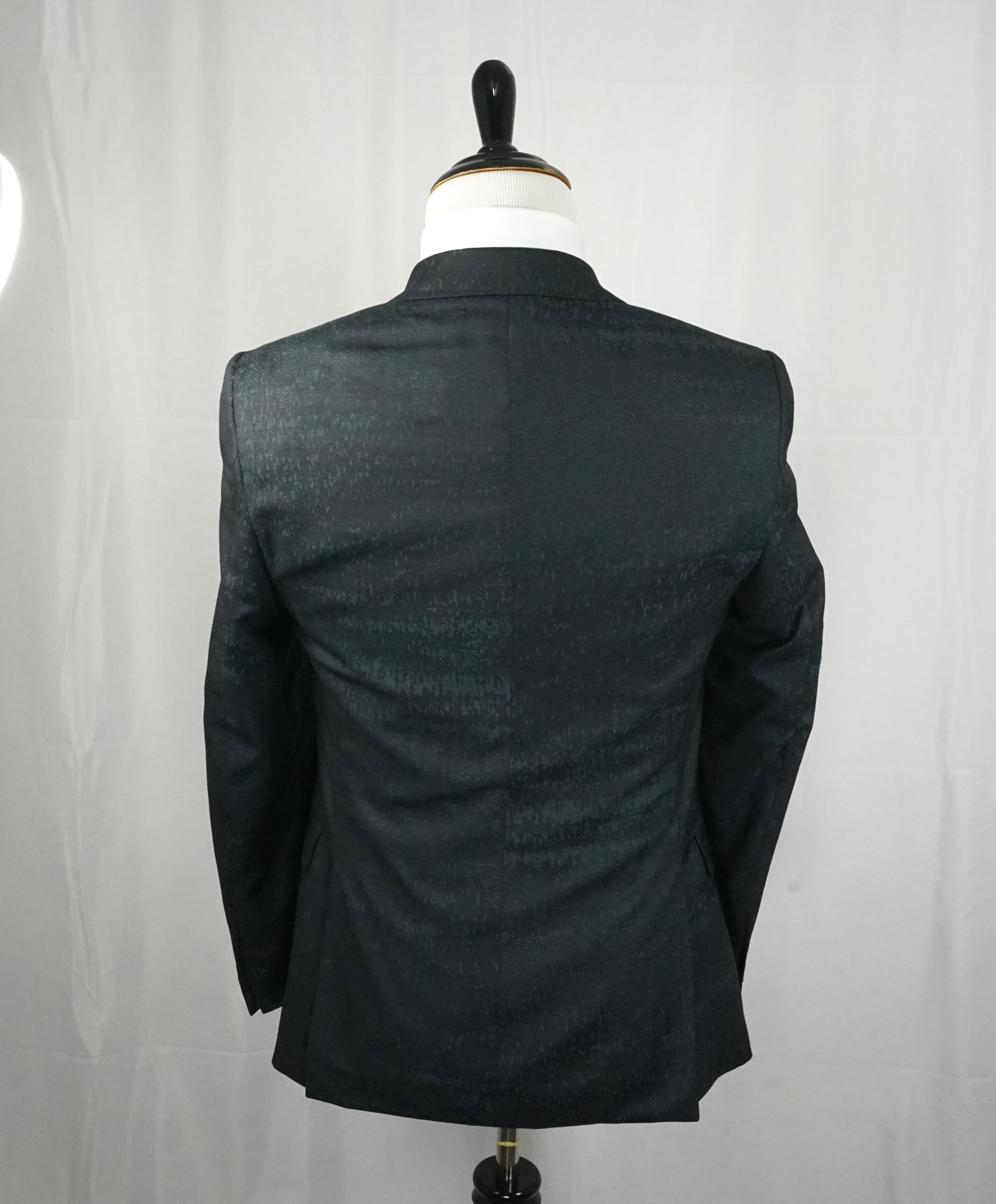 VERSACE COLLECTION - Abstract Textured Jade & Gray Runway Melange Slim Suit - 38R