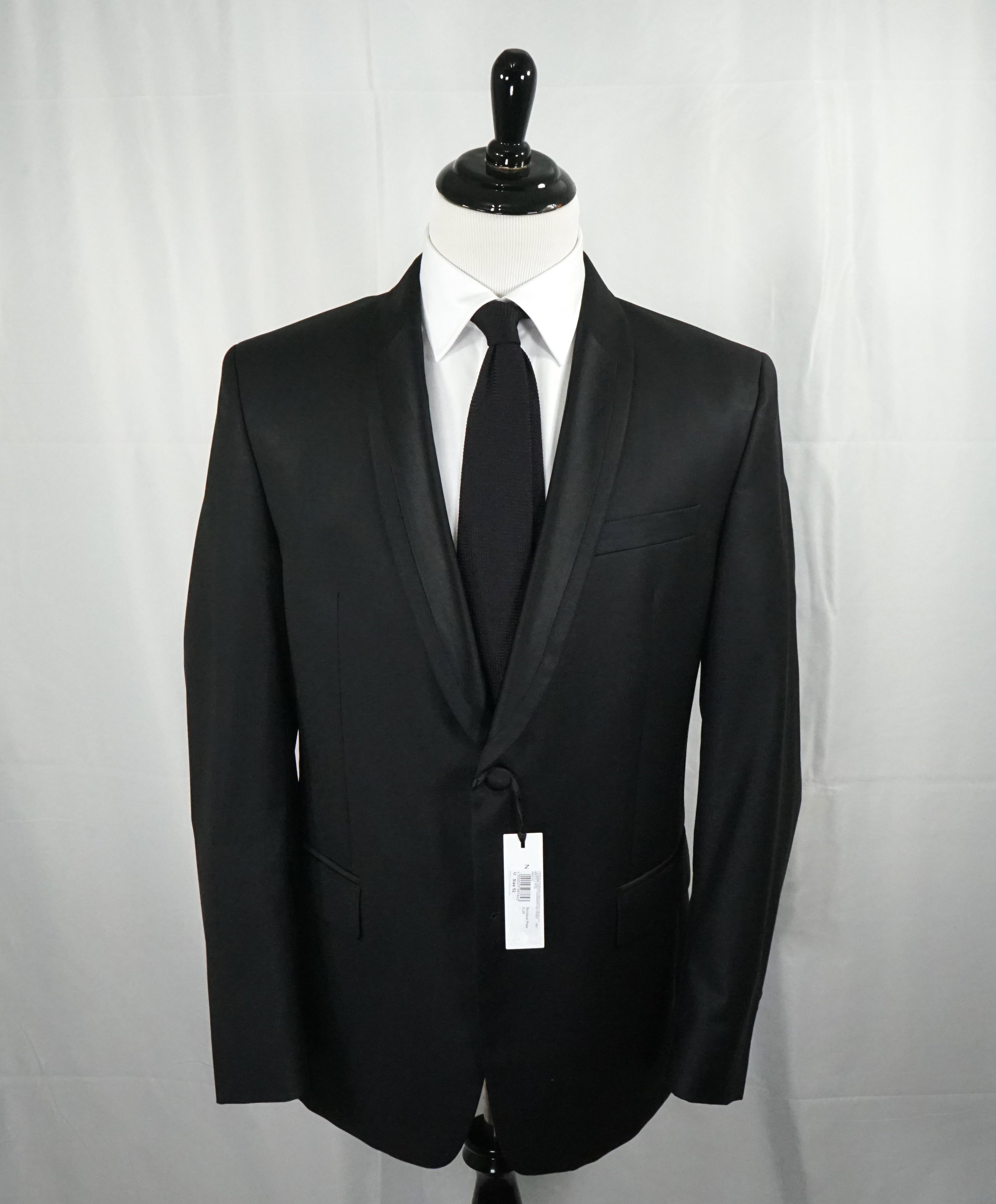 VERSACE COLLECTION - RARE Shawl Collar Tuxedo Suit Black Wool / Satin - 42R