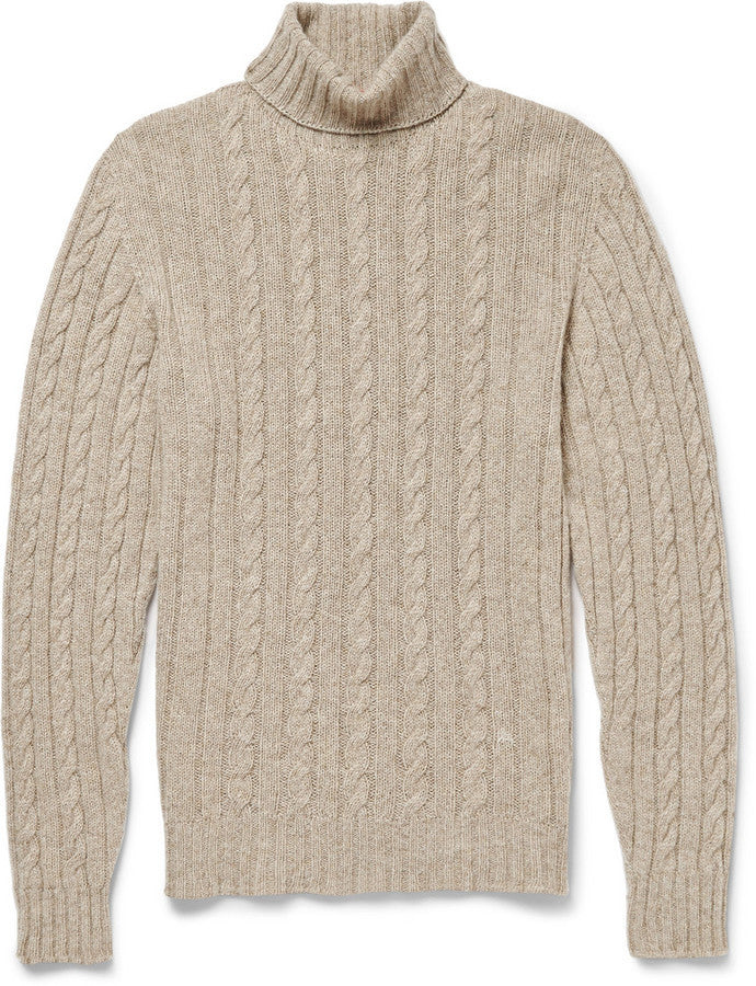 ISAIA - PURE CASHMERE Cable Knit Turtleneck Sweater - XL