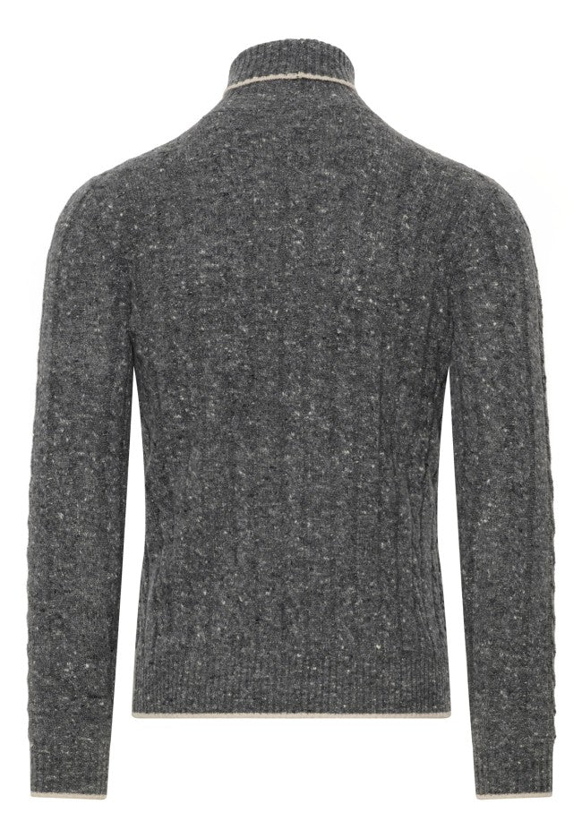 $595 ELEVENTY - *PLATINUM* Gray Cable Knit Turtleneck Sweater - XL