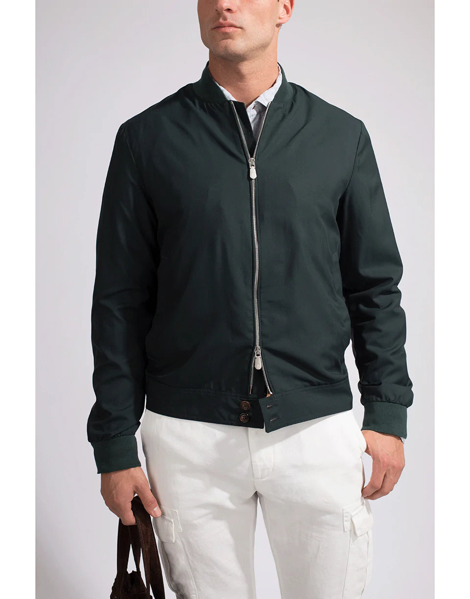 $1,295 ELEVENTY PLATINUM - Sage PURE SILK Bomber Water Resistant Jacket - XL