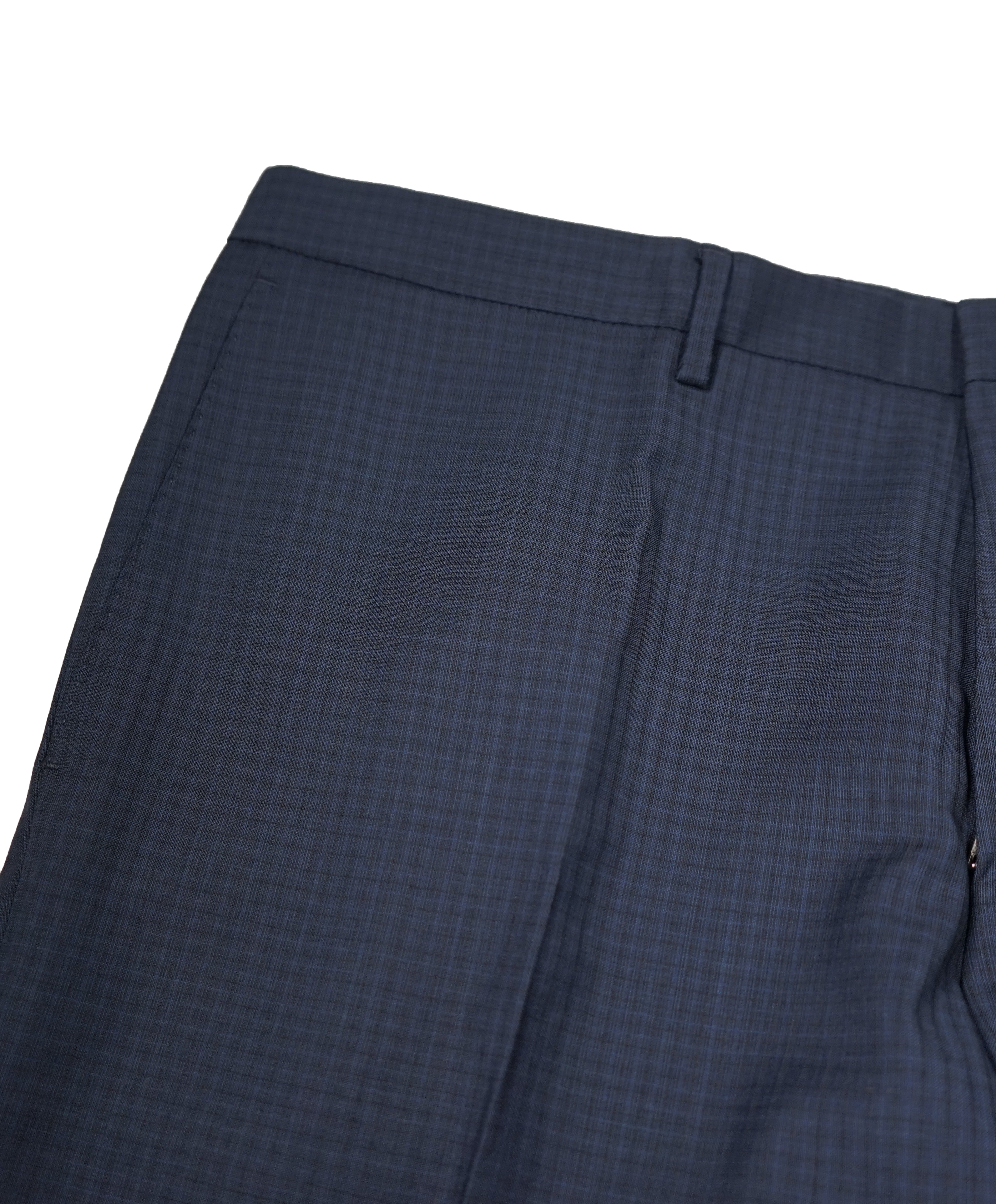 HUGO BOSS - Blue Micro Check Flat Front Dress Pants - 36W