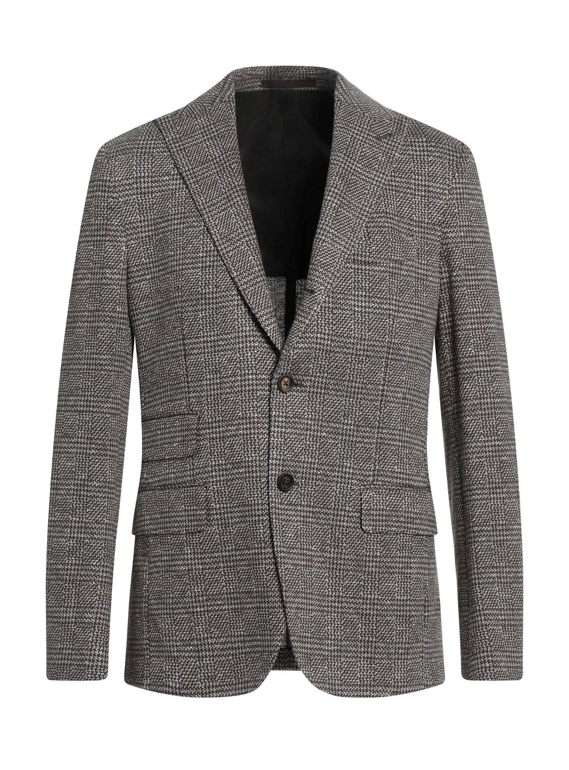 ELEVENTY - Brown HOUNDSTOOTH Semi-Lined Peak COTTON/LINEN Blazer - 40 (50 EU)