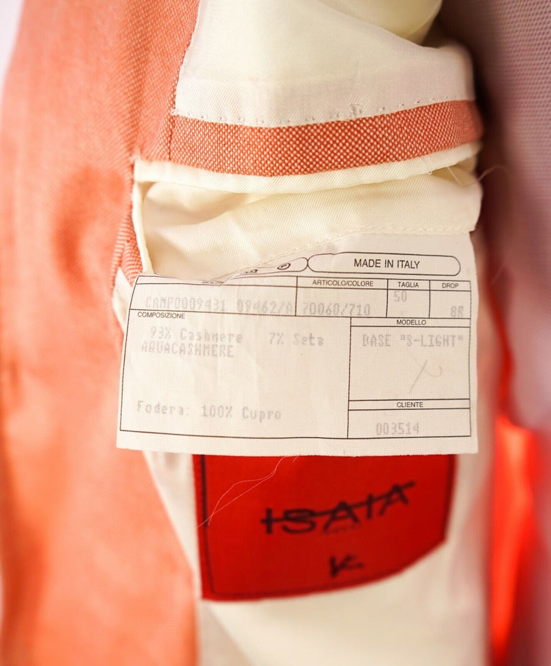 $4,995 ISAIA - 97% CASHMERE Orange "AquaCashmere" Orange Summer Blazer - 40R