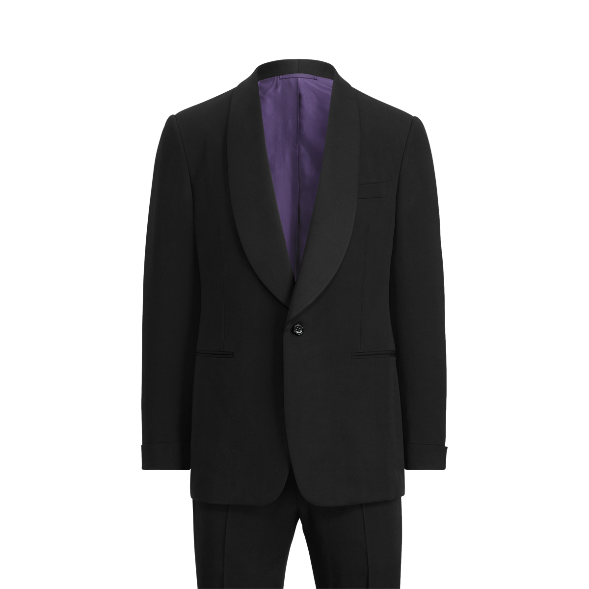 RALPH LAUREN PURPLE LABEL - *SHAWL COLLAR* Black Tuxedo Suit With Side Tabs - 40S