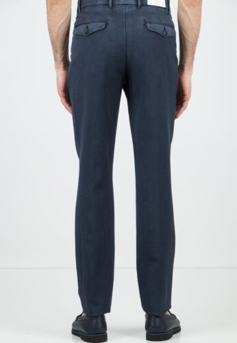 $495 ELEVENTY - Wool Blue Weathered Jacquard Micro Dart Slim Dress Pants- 34W