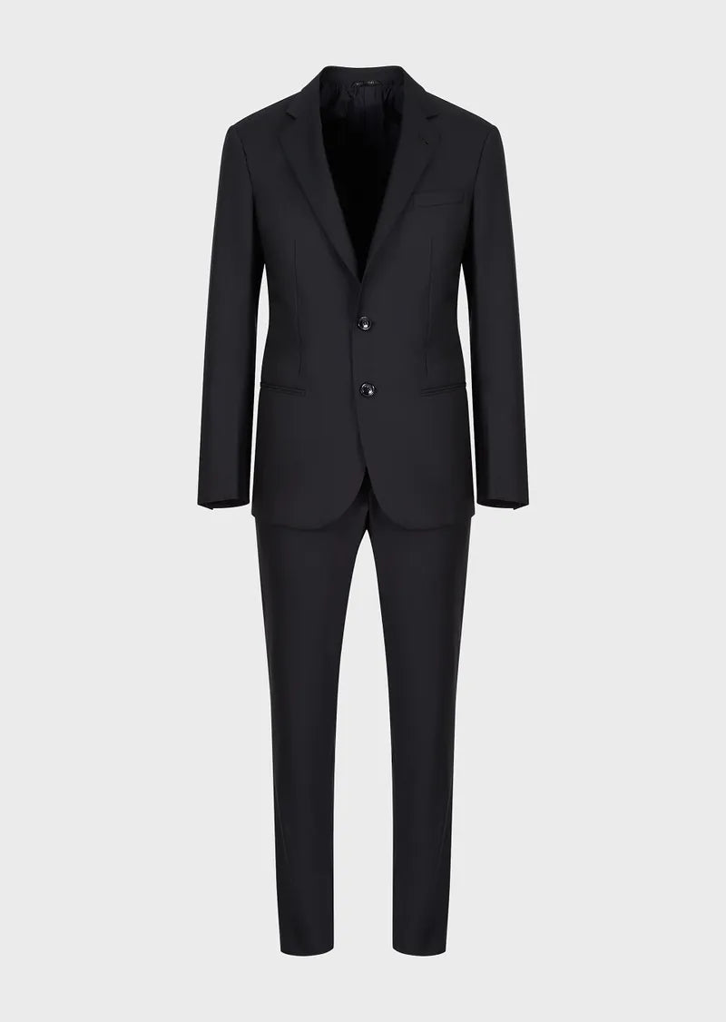 GIORGIO ARMANI - Jet Black 2-Button Super 150's “TAYLOR” Collection Suit - 38S