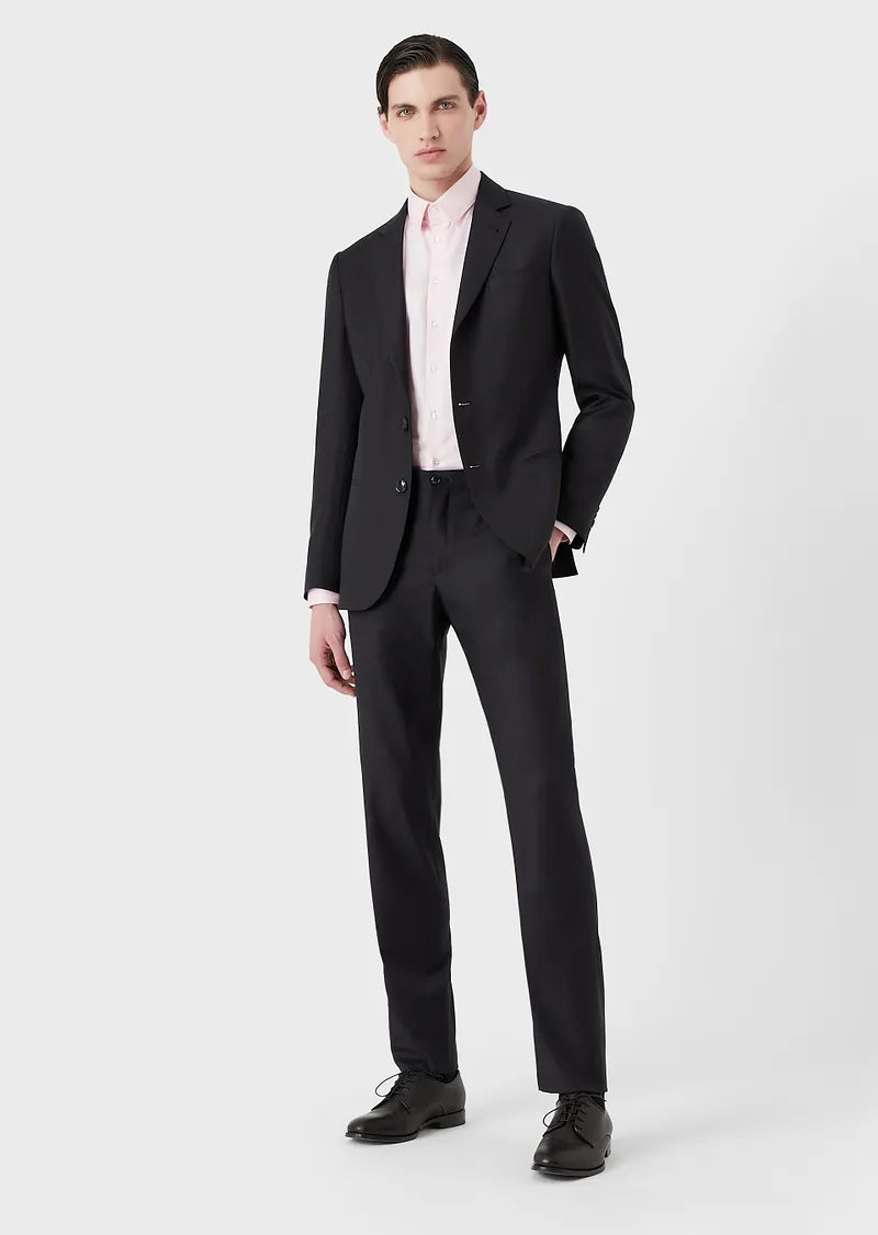 GIORGIO ARMANI - Jet Black 2-Button Super 150's “TAYLOR” Collection Suit - 38S